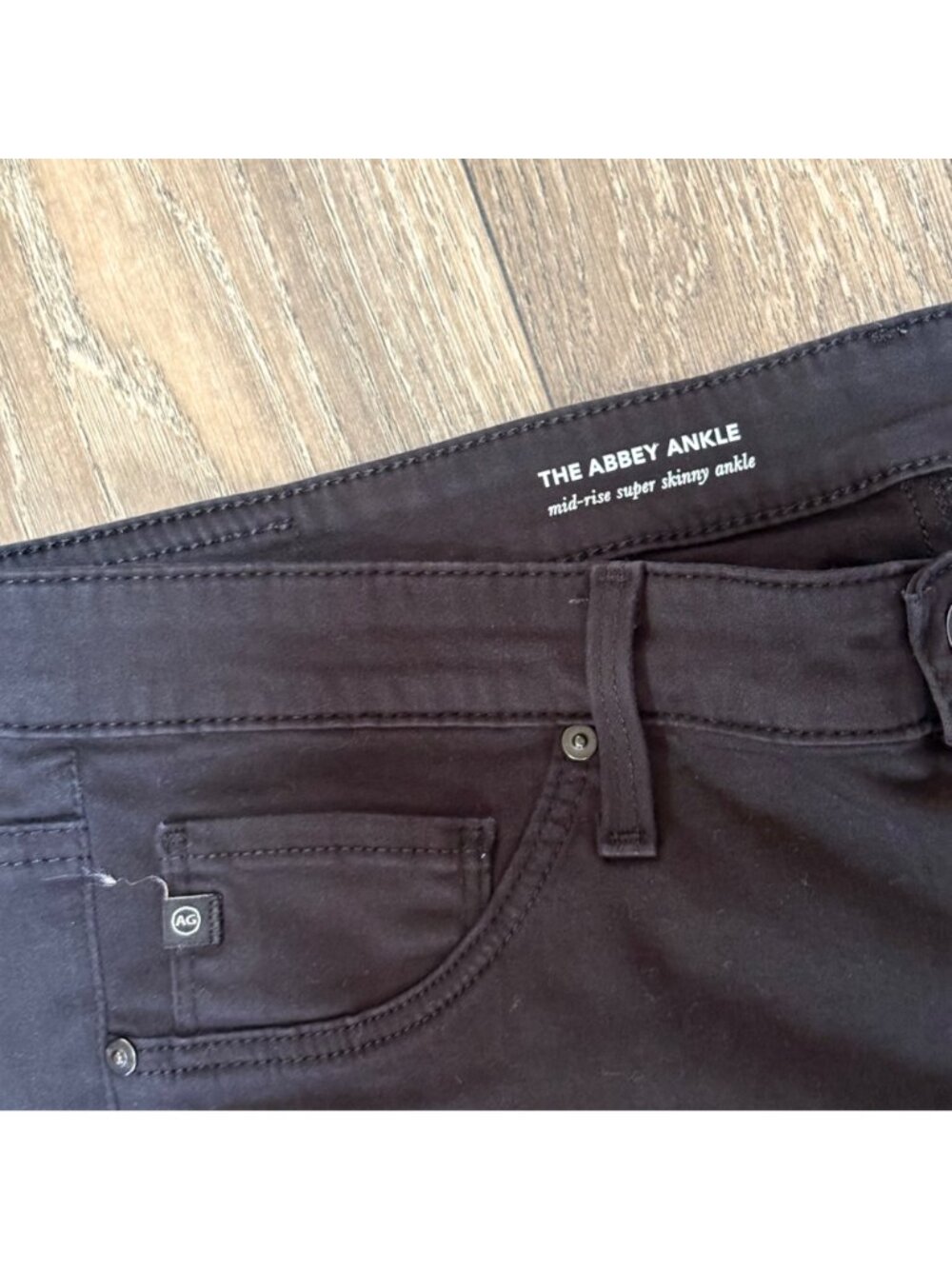 The Abbey Ankle Mid-Rise Super Skinny Black Jeans Anthropologie Size 31R Stretch - Picture 3 of 10
